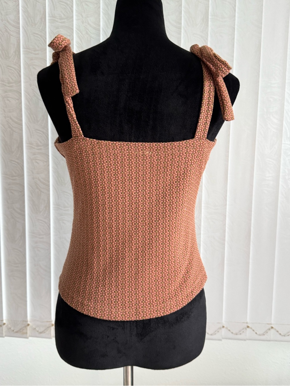 Free People Textured Tie Strap Bustier Tank Top Pink Size Medium - Picture 5 of 9